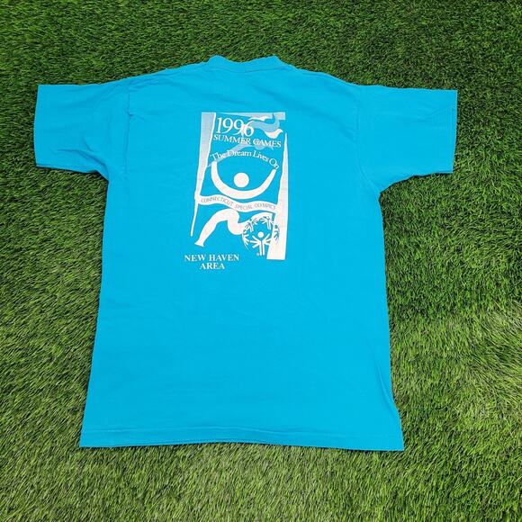 Vintage 1996 New-Haven Summer-Games Shirt M/L 21x28 Connecticut - Picture 1 of 14